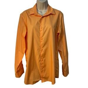 Calvin Klein Orange Button Down Dress Shirt Cotton Blend‎ Small Pre-Owned
